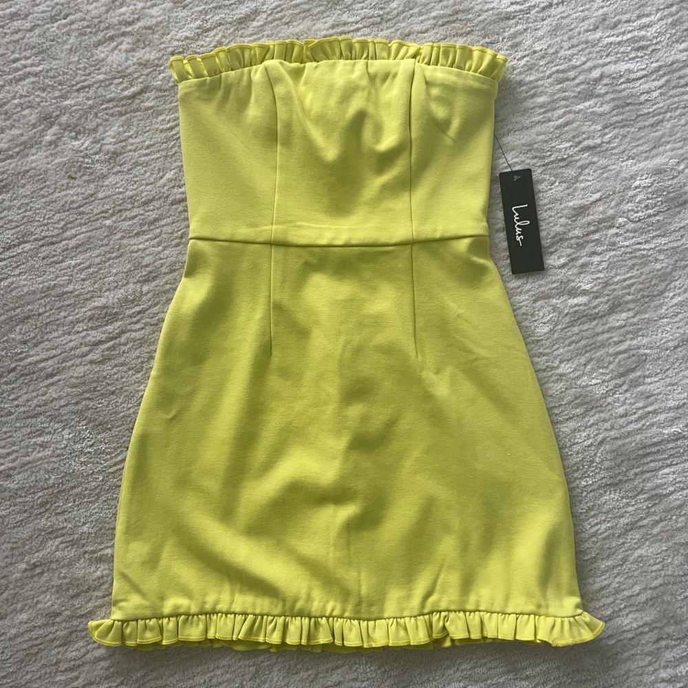 NWT Lulus chartreuse strapless mini dress